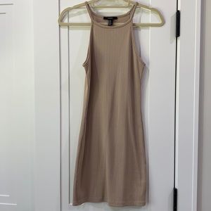 Forever 21 ribbed tan halter cotton dress